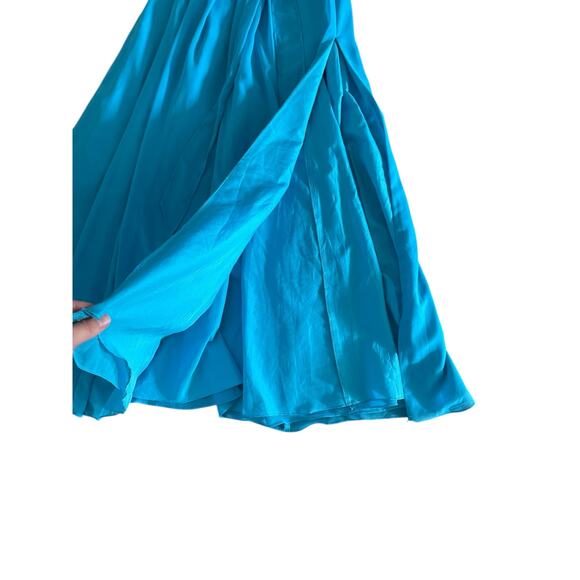 Celebrate DB Studio Teal Chiffon Long Sleeve V-Neck Dress SZ 14 Bridesmaid Gown - Picture 5 of 13